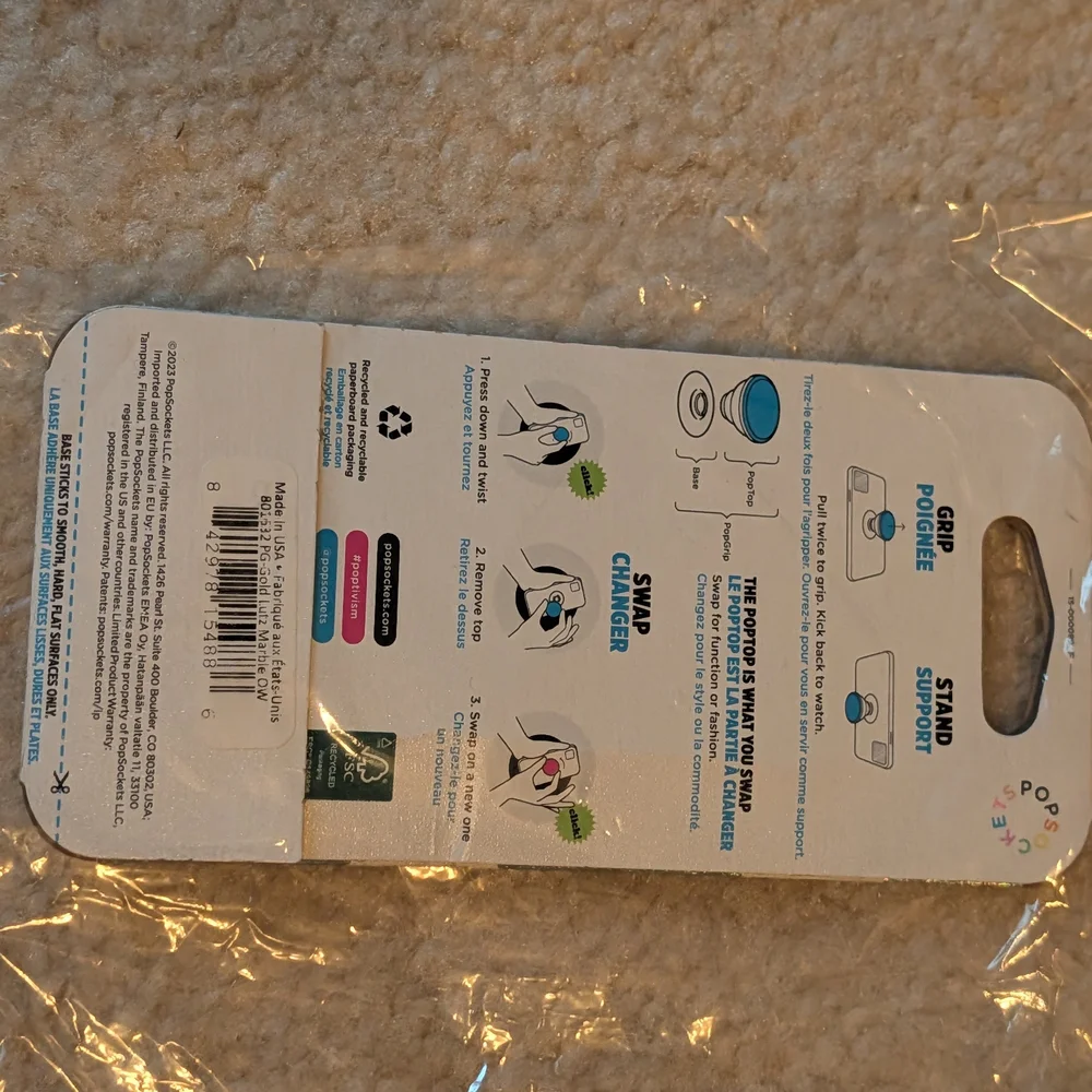 Gold lutz white marble popsocket expanding phone pop grip